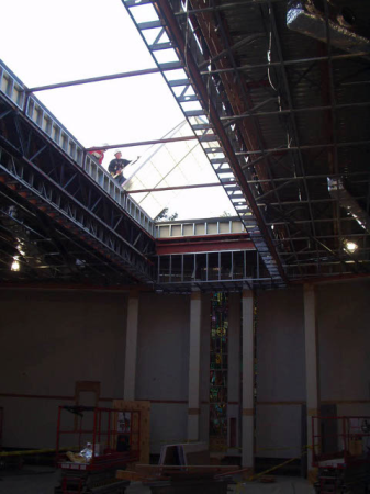 Inside view of panels being installed